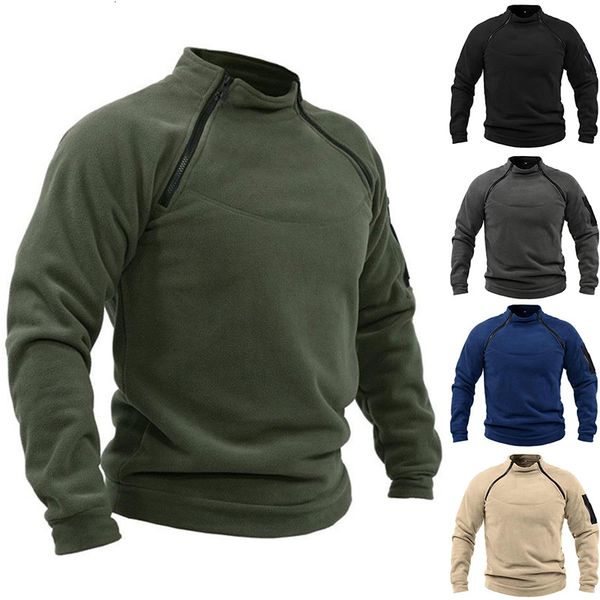 

men's hoodies sweatshirts 2023 stand up collar male hoodie autumn winter warm fleeece solid color outdoor breathable tactical mens gym, Black