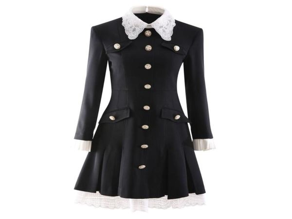

highquality lace stitching hitcolor office lady suits dress08784052, Black