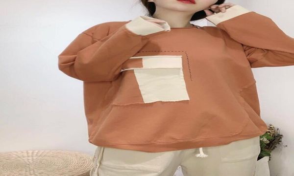 

2020 new autumn sweater for women korean style loose casual pulloversweater pullover chest patch long sleeve pullover for women eh7639308, Black