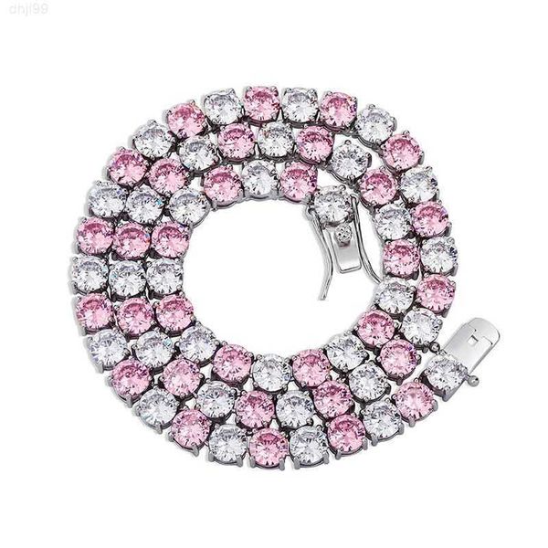 

aaa gems 14k gold plated pure 925 sterling silver pink white diamond stones moissanite tennis chain for gifts