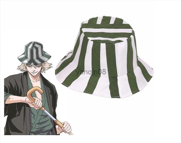 

wide brim hats bucket hats anime bleach urahara kisuke cosplay hat cap dome green and white striped summer cool hat watermelon hats accessor, Blue;gray