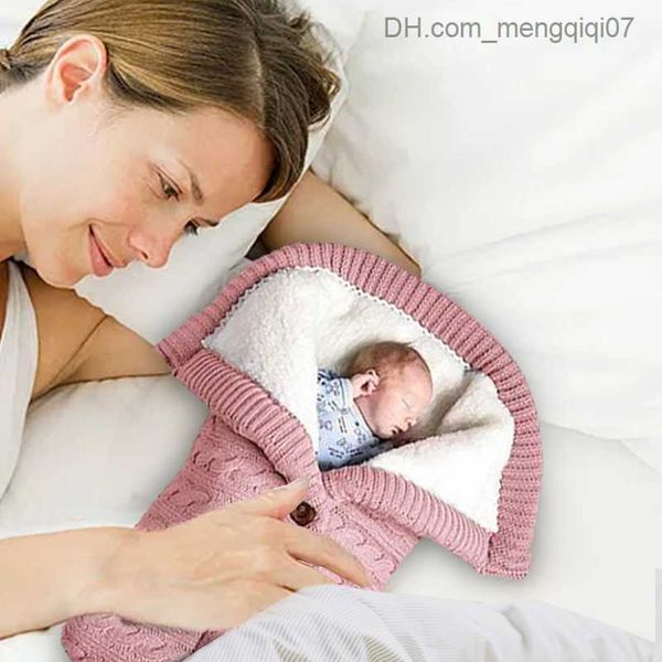 

pajamas winter baby warm sleeping bag baby button knitted thick cart packaging baby blanket sleeping bag z230811, Blue;red
