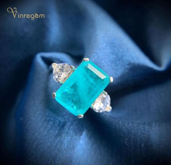

cluster rings vinregem 925 sterling silver paraiba tourmaline created moissanite gemstone wedding party anniversary ring for women5286492, Golden;silver