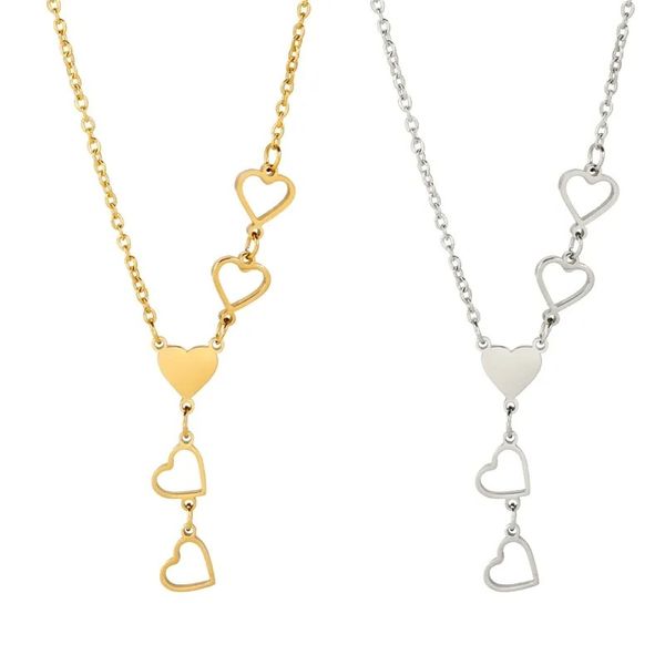 

stainless steel necklaces light luxury elegant delicate heart pendant charm chain korean fashion necklace for women jewelry gift, Silver