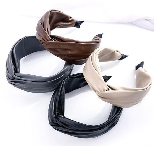 

leather pu cross knot hairband headband hair accessories013917632, Silver