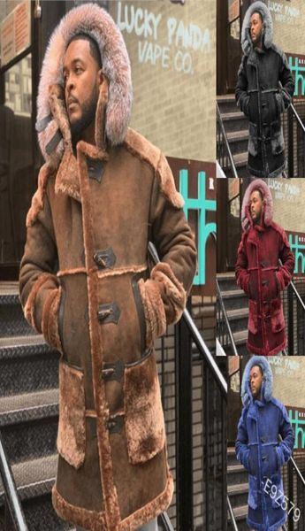 

men wool coats winter lining warm jackets casual hooded coat patchwork parka long jacket outwear3399936, Black