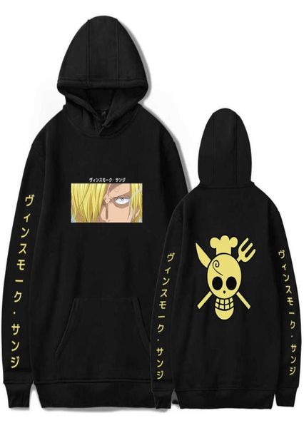 

2021 new fashion trendy hooded one piece hoodie men039s sweatshirt kids vinsmoke sanji women039s pullover anime kawaii 2857022, Black