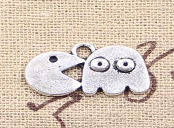 

120pcs charms pac man retro 80039s arcade game 1911mm antique making pendant fitvintage tibetan silverdiy bracelet necklace5276069, Bronze;silver