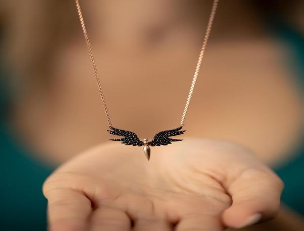 

925 sterling silver women 039s angel pattern rose plated italian necklace elegant design welcome quality wink attractive 2021 t7545602