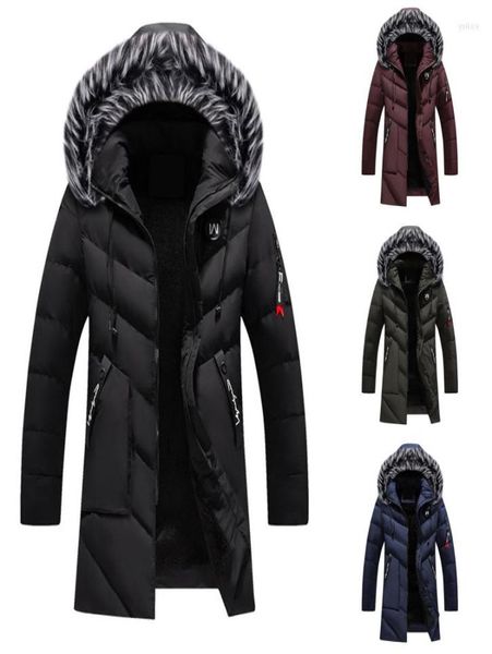 

men039s down winter jacket men 2022 fashion fur hooded male parka mens solid thick jackets cotton coats man fleece parkas windb2295580, Black