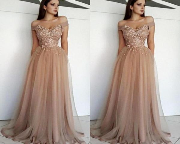

2019 new champagne off the shoulder sequins prom dresses short sleeves tulle satin formal dresses evening wear party gowns b9268597, Black