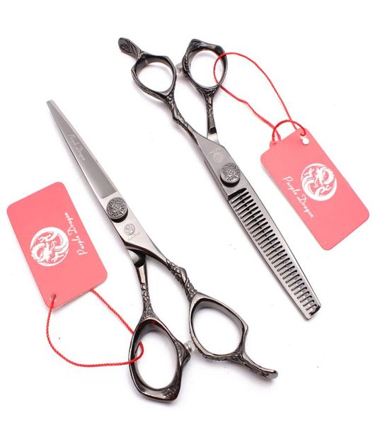 

professional barber scissors 6inch japan 440c black color cutting shears stylist thinning shears hairdressing scissors hair scisso5628016