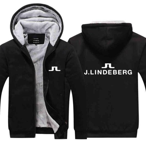 

men039s hoodies sweatshirts j lindeberg golf clothing casual fleece warm winter outwear thicken jacket slim fit zipper hooded167507509093, Black