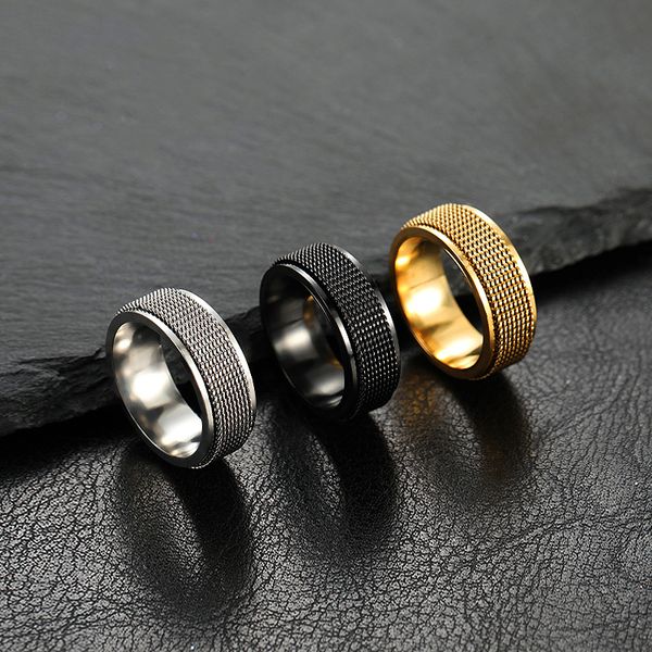 

classic punk style stainless steel turnable ring jewelry for men gift, Silver