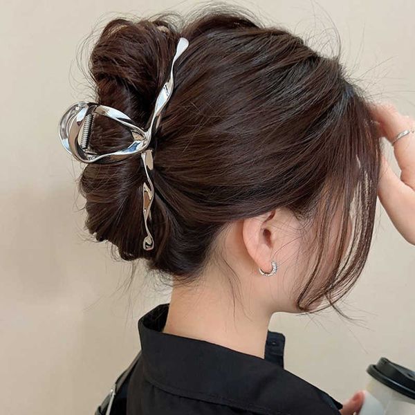

metal geometric hair claw crab hairpins fashion cross hair clips barrettes women girls korean ponytail clip hair accessories, Slivery;white