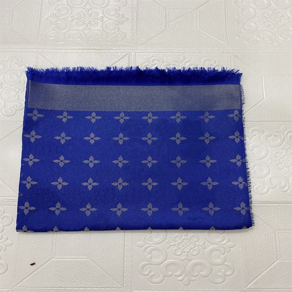 

yy 2023 fashion scarf designer scarves shawl women's fashion scarf folding luxury scarf material gold silk silver silk gift box 14 colo, Blue;gray