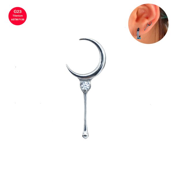 

labret lip piercing jewelry astm 36 crescent moon wand threaded end fairy tale earring stud zircon body 230809, Black