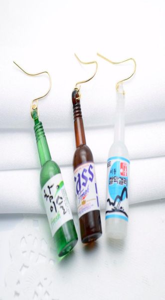 

2018 new personalized beer bottle shaped drop earring acrylic harajuku sake earrings allergy jewelry designer ear rings6394394, Golden