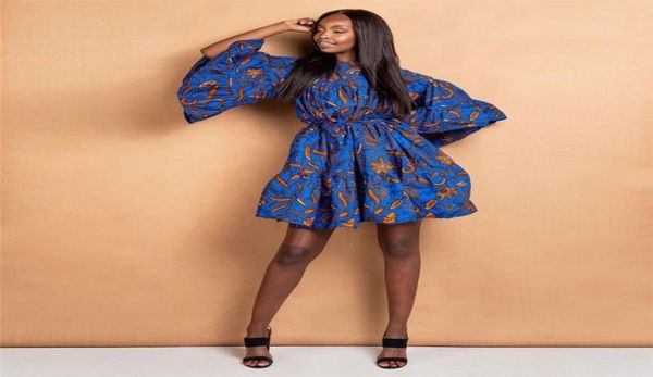 

african clothes 2019 news autumn traditional dashiki print bazin lace wax ruffle sleeve african dresses for women fashion party4866854, Red