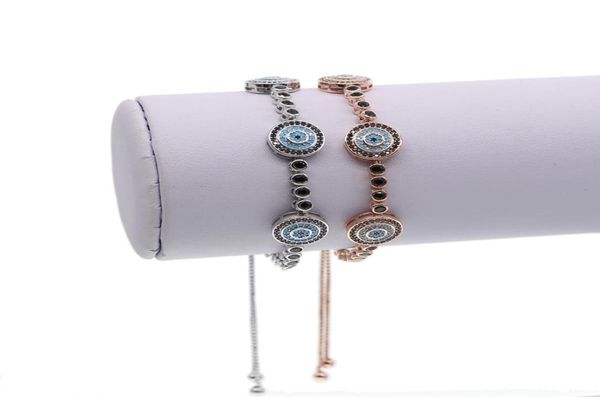 

fit p fashion jewelry micro pave cz turquoise stone evil eye charm adjust girl jewelry black cz tennis bracelet7145792, Golden;silver