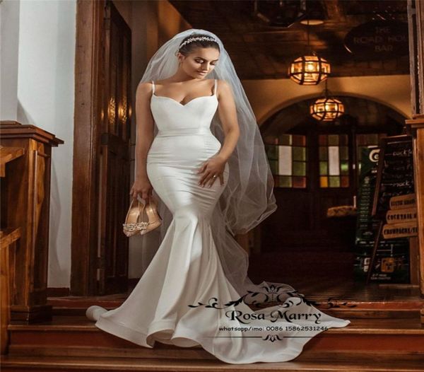 

plus size simple mermaid wedding dresses 2020 long satin country beach satin robe de mariee trumpet bridal gowns4074448, White