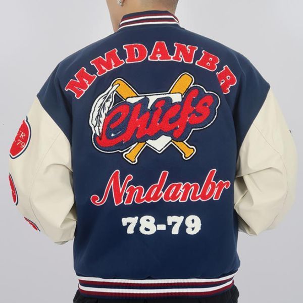 

mens jackets street hiphop highquality flocking embroidery design loose baseball uniform jacket mens fashion ins handsome allmatch 230809, Black;brown