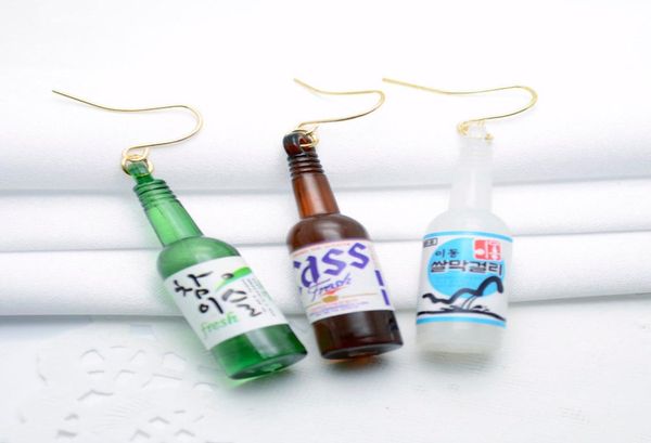 

2018 new personalized beer bottle shaped drop earring acrylic harajuku sake earrings allergy jewelry designer ear rings7525504, Golden