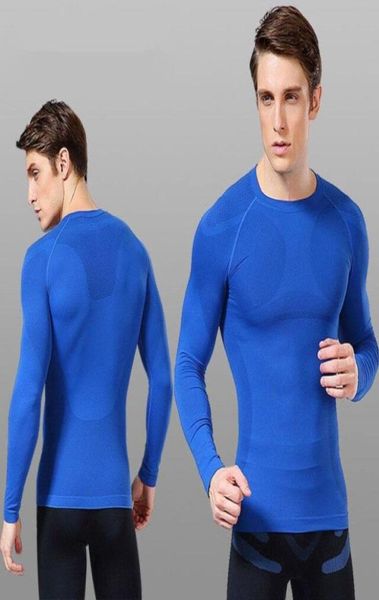 

2018 new fitness men long sleeve basketball running sports t shirt men thermal muscle gym bodybuilding compression tights tees33026896260, Black;blue