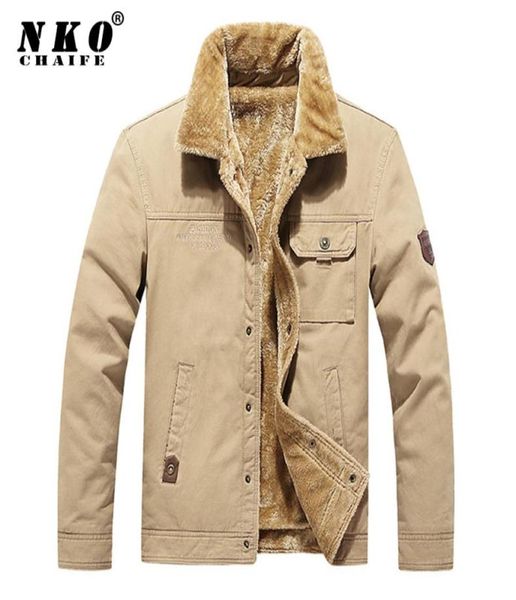 

chaifenko brand mens bomber jacket parka coat men winter thick warm fleece casual coat men fashion cotton fur collar jacket men 208795245, Black;brown