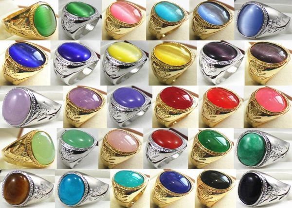 

1318mm greenredpurpleblueyellow jade red agate jade 18kgp men ring size 8910111522067, Silver