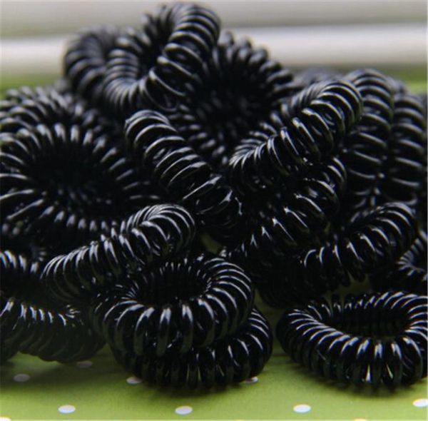 

10pcs elastic clear telephone wire bands plastic spring gum for ties no crease coil hair tie ponytail hair accessories20194342807, Slivery;white