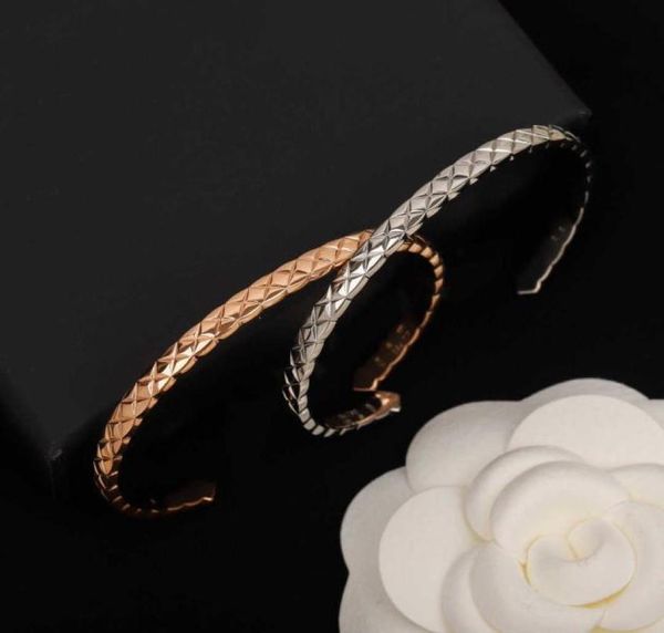 

2022 brand pure 925 sterling silver jewelry women cuff bangle rose gold luxury thin crush design bangle wedding engagement bracele8190067, Black