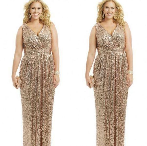 

plus size formal evening dresses gold sequin sheath vneck capped floor length party gowns formal mother of the bride prom dr2626903, Black;red