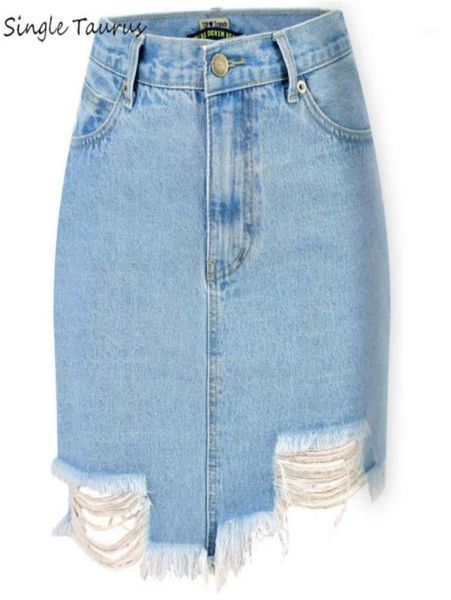 

high waist jeans skirts women 2020 summer ripped denim faldas basic pocket mid waist streetwear casual jupe falda144304089607368, Black
