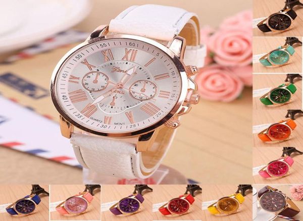 

15 colors geneva women039s watch designer quartz waches relogio roman numerals faux leather analog brands wrist watch bracelet 6219266, Blue