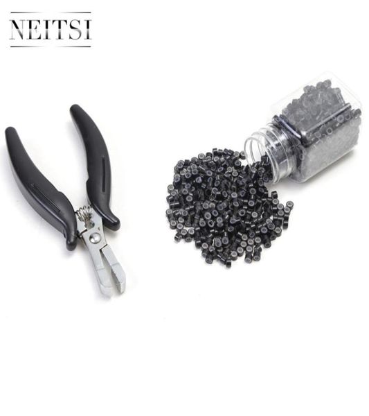 

neitsi 2pcs micro links hair extensions 1pc black color pliers 500pcs micro rings hair styling tools44517696935535