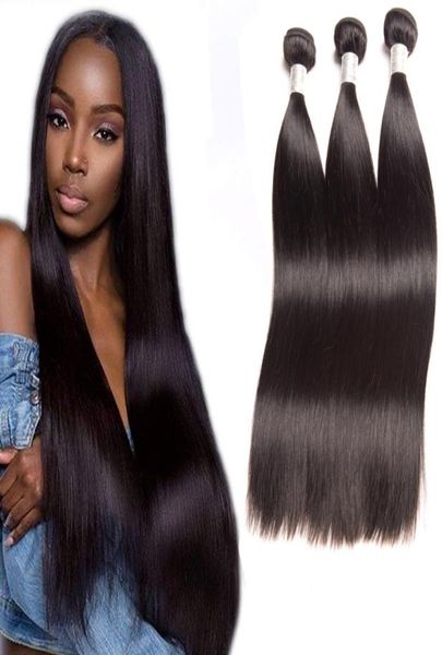 

malaysian human hair extensions silky straight virgin hair 830inch hair bundles wefts 3pieceslot straight weaves7686392, Black
