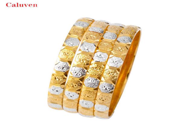 

8mm64mm twotones dubai bangles for women gold silver color arabic bangles ethiopian wedding bracelets classic african gift q07202185297, Black