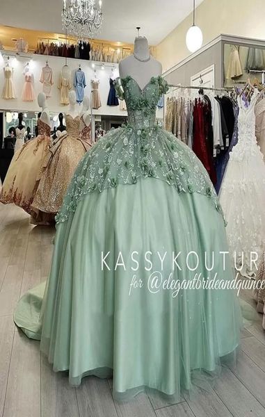 

2023 mint green floral lace handmade flowers quinceanera dresses laceup corset off the shoulder tiered corset for sweet 15 girls 9582221, Blue;red