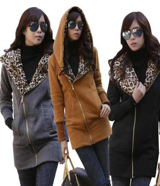 

women039s winter jacket 2017 fashion women winter warm hoodies sweatshirt leopard slim coat jacket outerwear chaquetas mujer2572271010, Black;brown