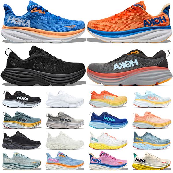 

hoka one bondi 8 hokas one running shoes men women clifton 8 9 triple black white goblin blue summer song carbon x 2 3 coral mens trainers s