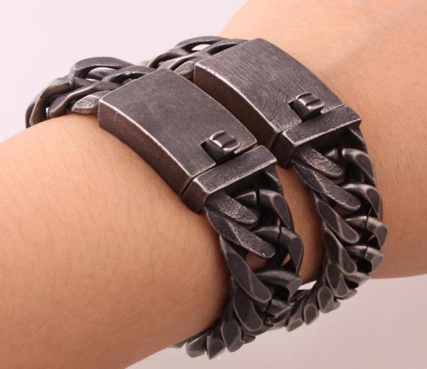 

vintage bronze 1316mm cool 316l stainless steel black curb cuban link chain men039s bracelet wristband jewelry 846quot8664571387