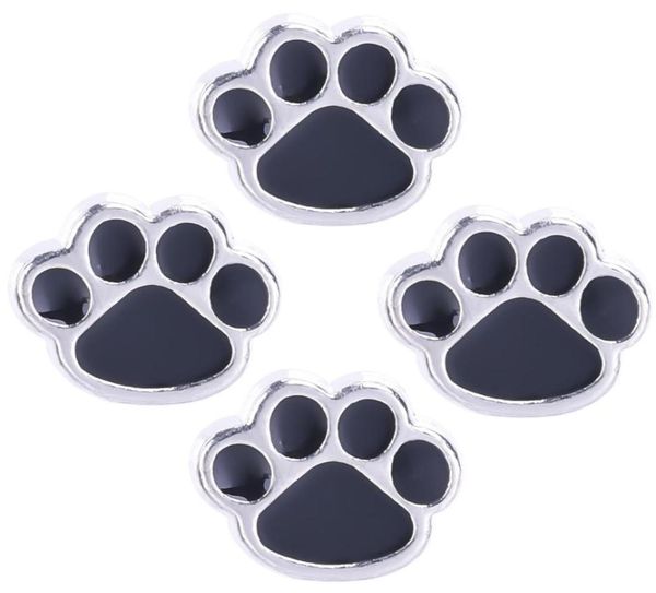 

20pclot floating locket charm black paw charms fit for magnetic glass living memory locket9300386, Bronze;silver