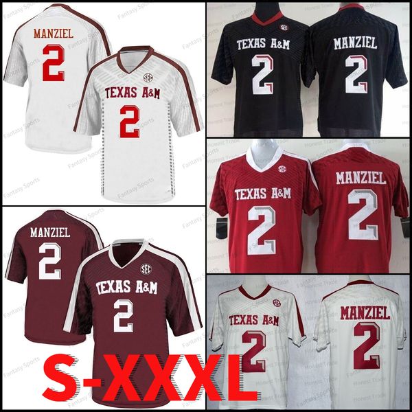 

2 johnny manziel texas aggies college football jersey sec stitched mens classic t-shirt short sleeves white black maroon s-xxxl, Black;red