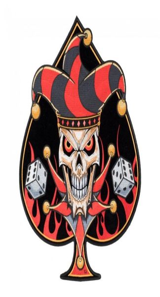 

lucky jester blazing spade with dice patch biker back embroidery iron on or sew on patches 45525 inch 4169577, Black