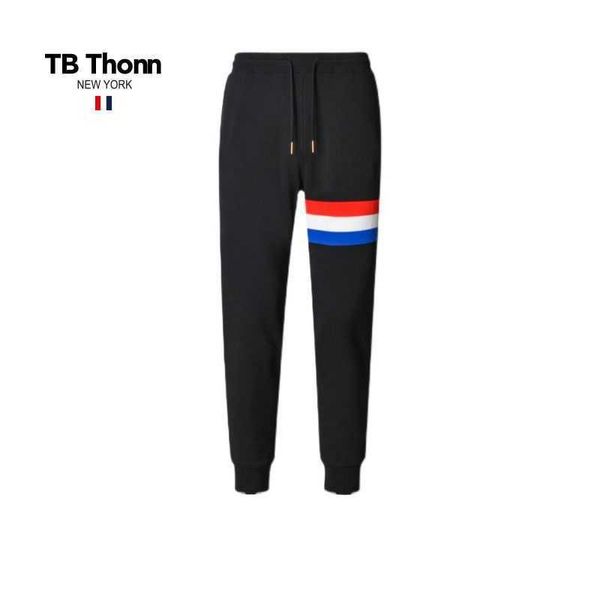 

trendy tb thonn red white and blue american style sanitary pants for men women's casual pure cotton sports fashionable slim fitting, Black;brown