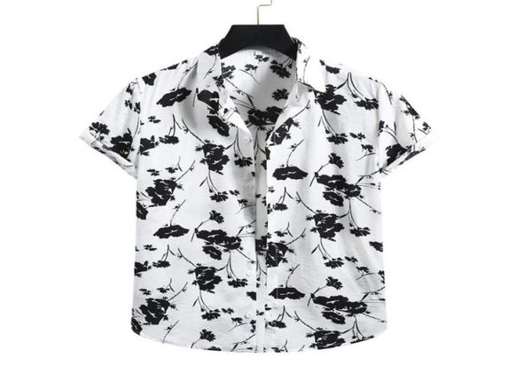 

beach shirts men summer vacation camisas para hombre white printed short sleeve button down hawaiian for blouse men039s casual8887526, White;black