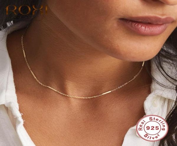 

chains roxi ins minimalism chain clavicle necklaces for women girls birthday jewelry gift sterling silver 925 gold necklace choker2963245