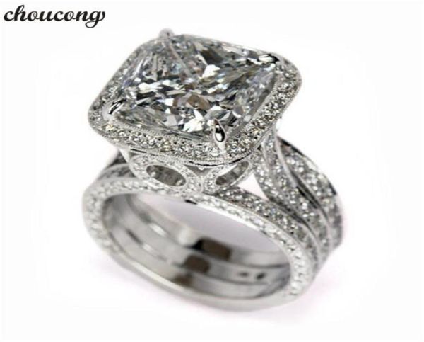 

choucong vintage promise ring cushion cut 2ct diamond 925 sterling silver engagement wedding band rings for women men6342565, Slivery;golden