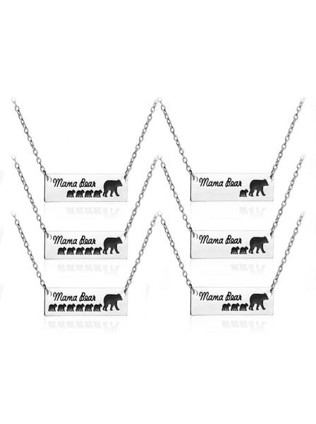 

minimalist mama bear pendant necklace 16 baby cub bear animal charm silver plated chains for women fashion mothers day jewelry ac4558664